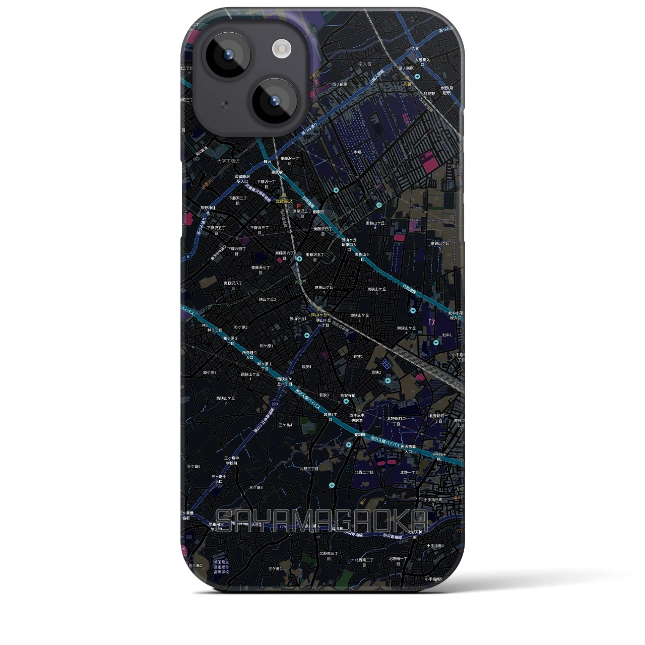 【狭山ヶ丘(埼玉県)】地図柄iPhoneケース(バックカバータイプ)