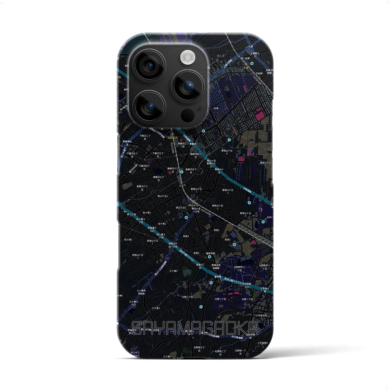 【狭山ヶ丘(埼玉県)】地図柄iPhoneケース(バックカバータイプ)