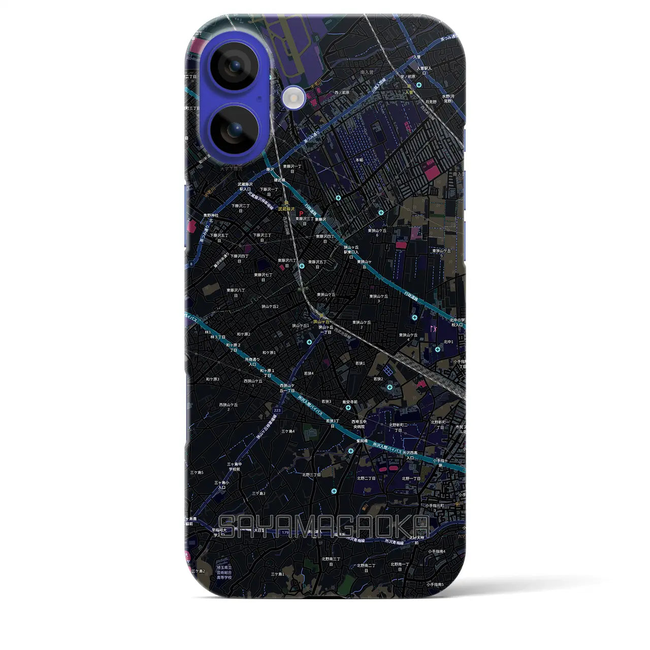 【狭山ヶ丘(埼玉県)】地図柄iPhoneケース(バックカバータイプ)