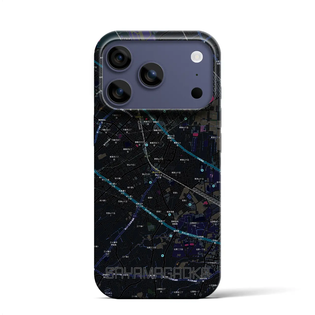 【狭山ヶ丘(埼玉県)】地図柄iPhoneケース(バックカバータイプ)