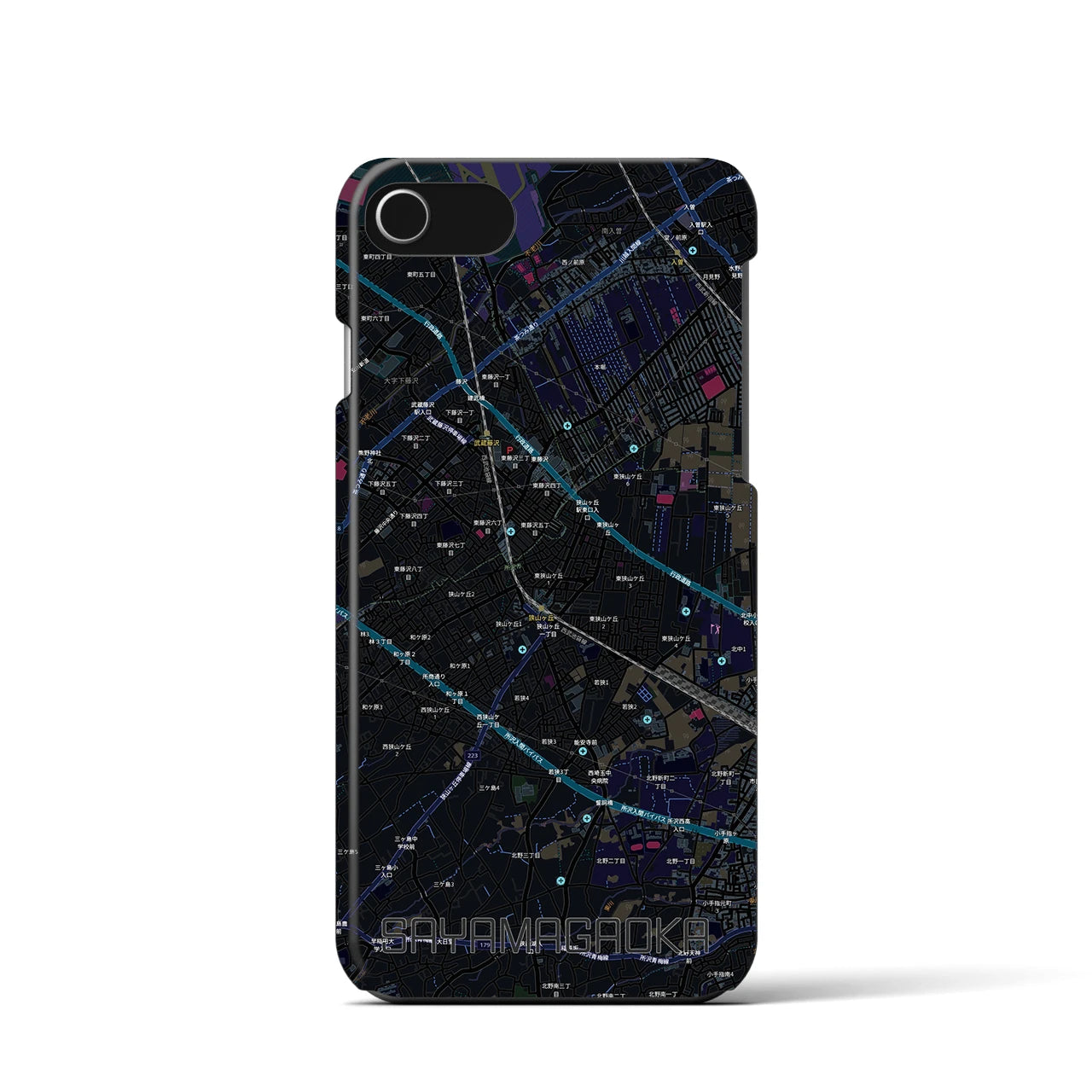 【狭山ヶ丘(埼玉県)】地図柄iPhoneケース(バックカバータイプ)