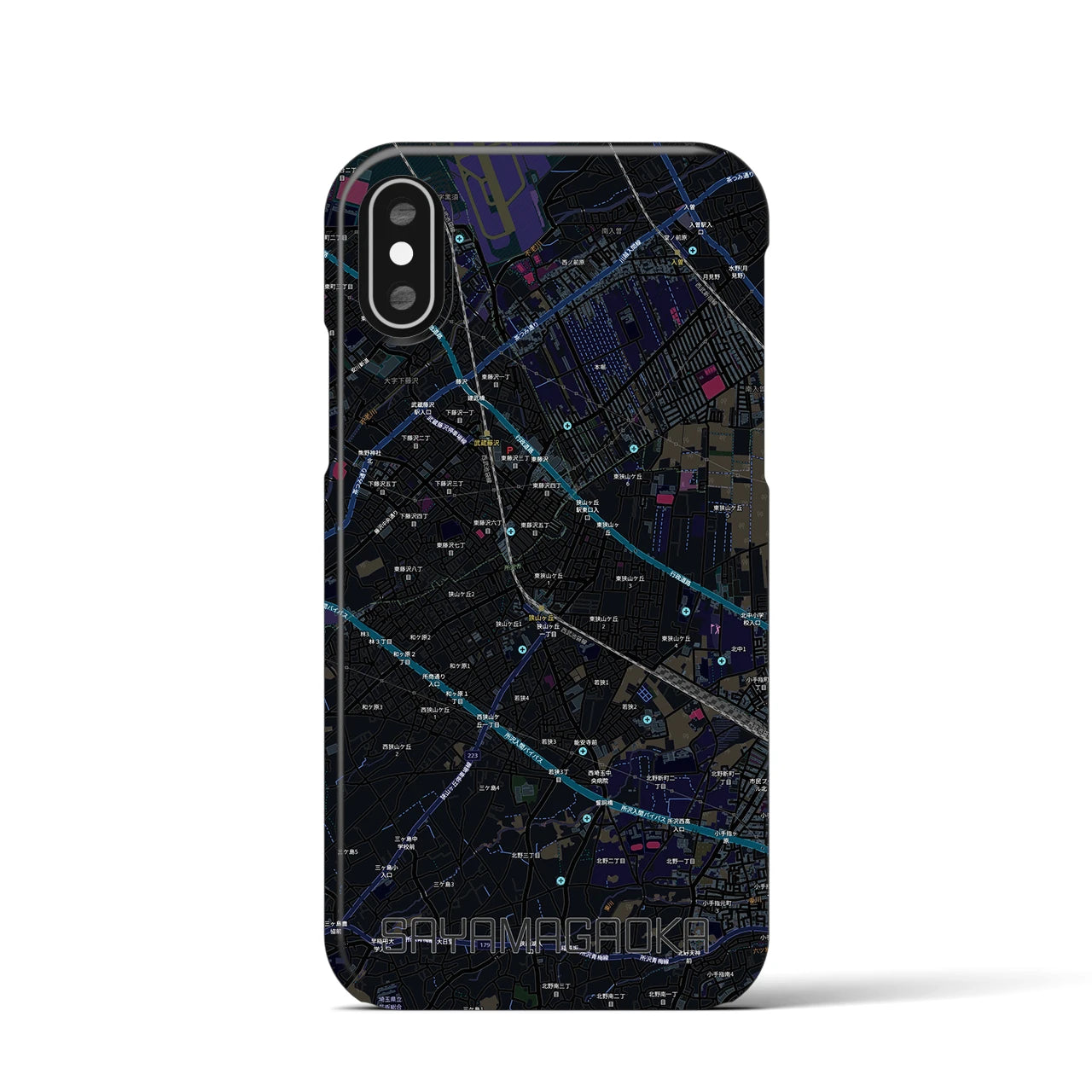 【狭山ヶ丘(埼玉県)】地図柄iPhoneケース(バックカバータイプ)