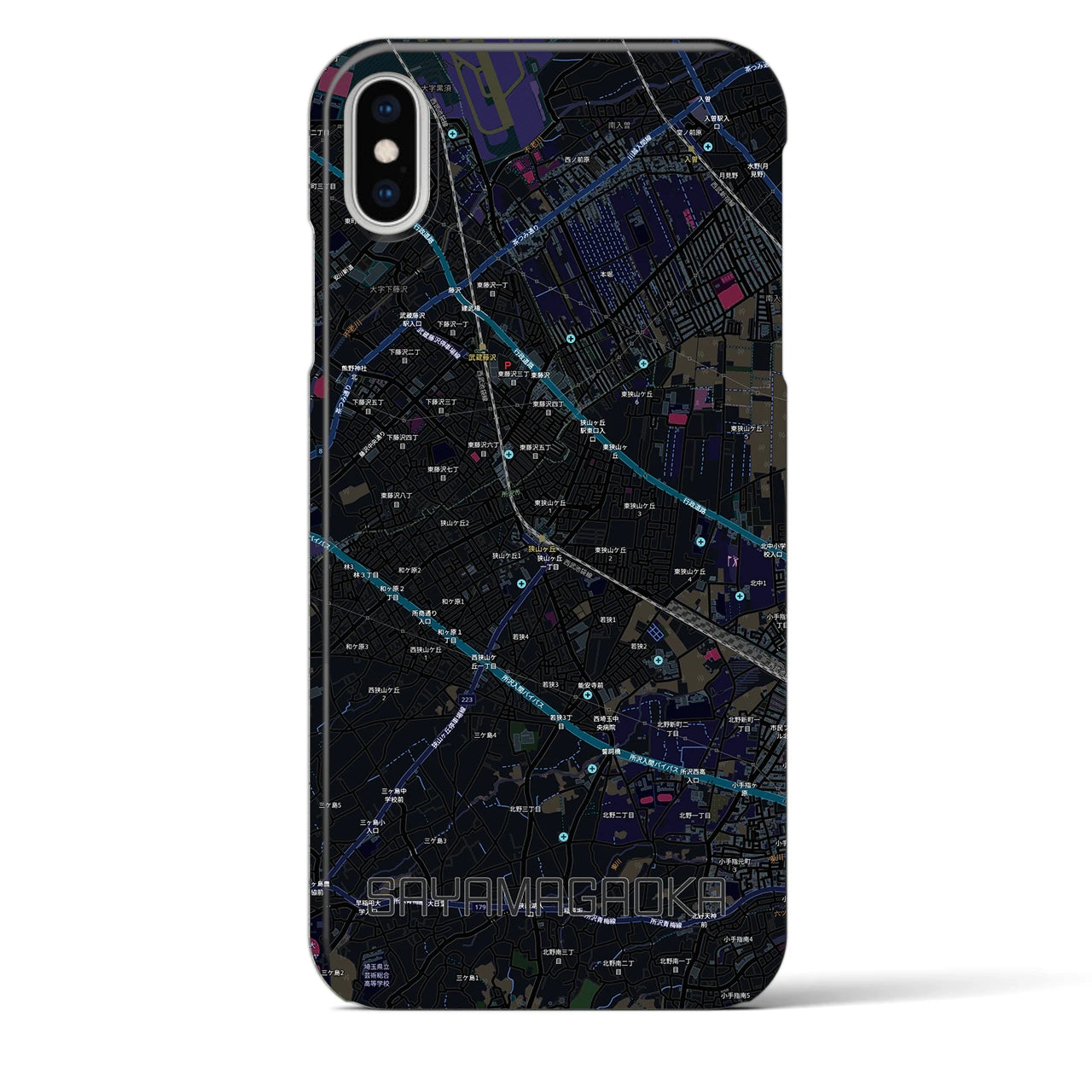 【狭山ヶ丘(埼玉県)】地図柄iPhoneケース(バックカバータイプ)