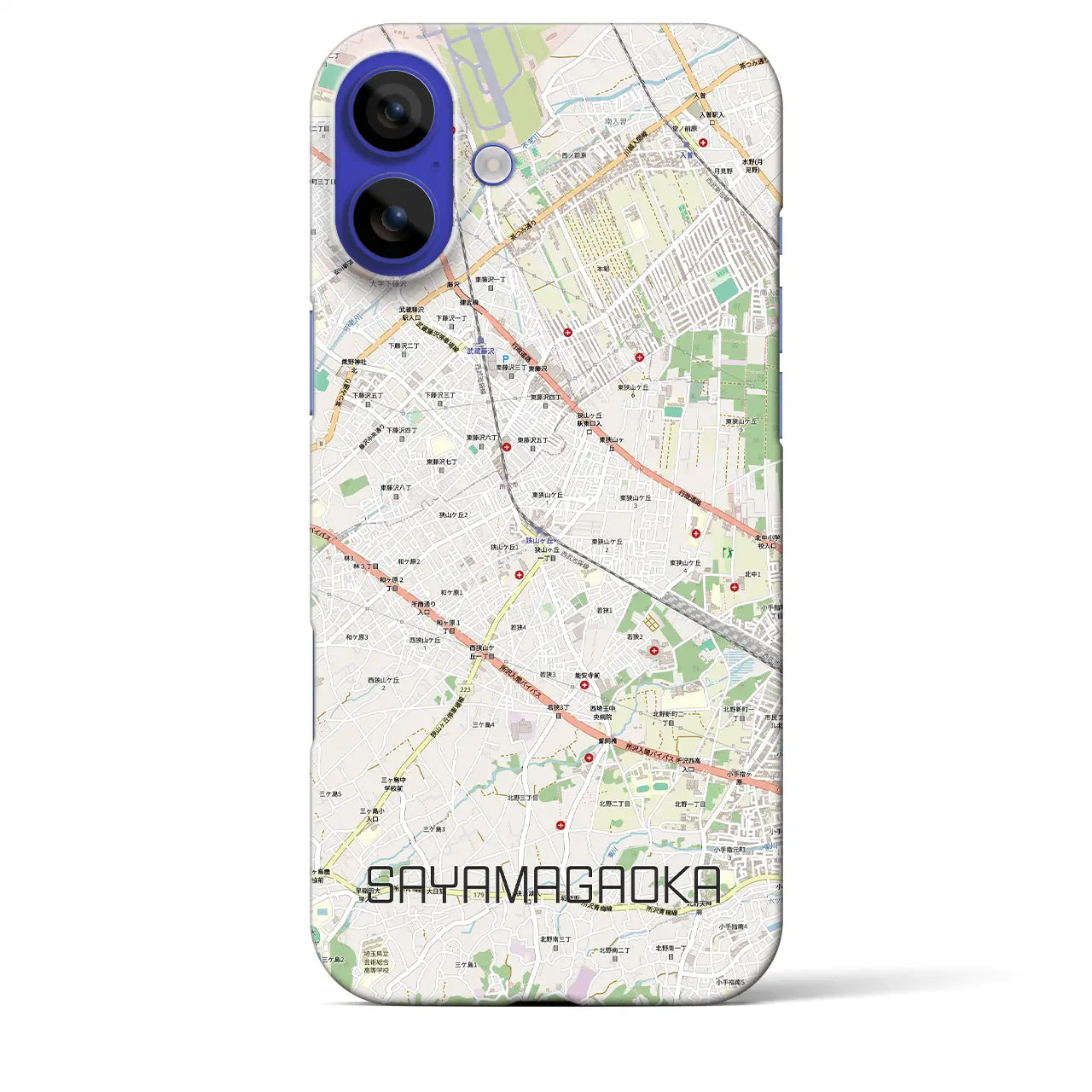 【狭山ヶ丘(埼玉県)】地図柄iPhoneケース(バックカバータイプ)