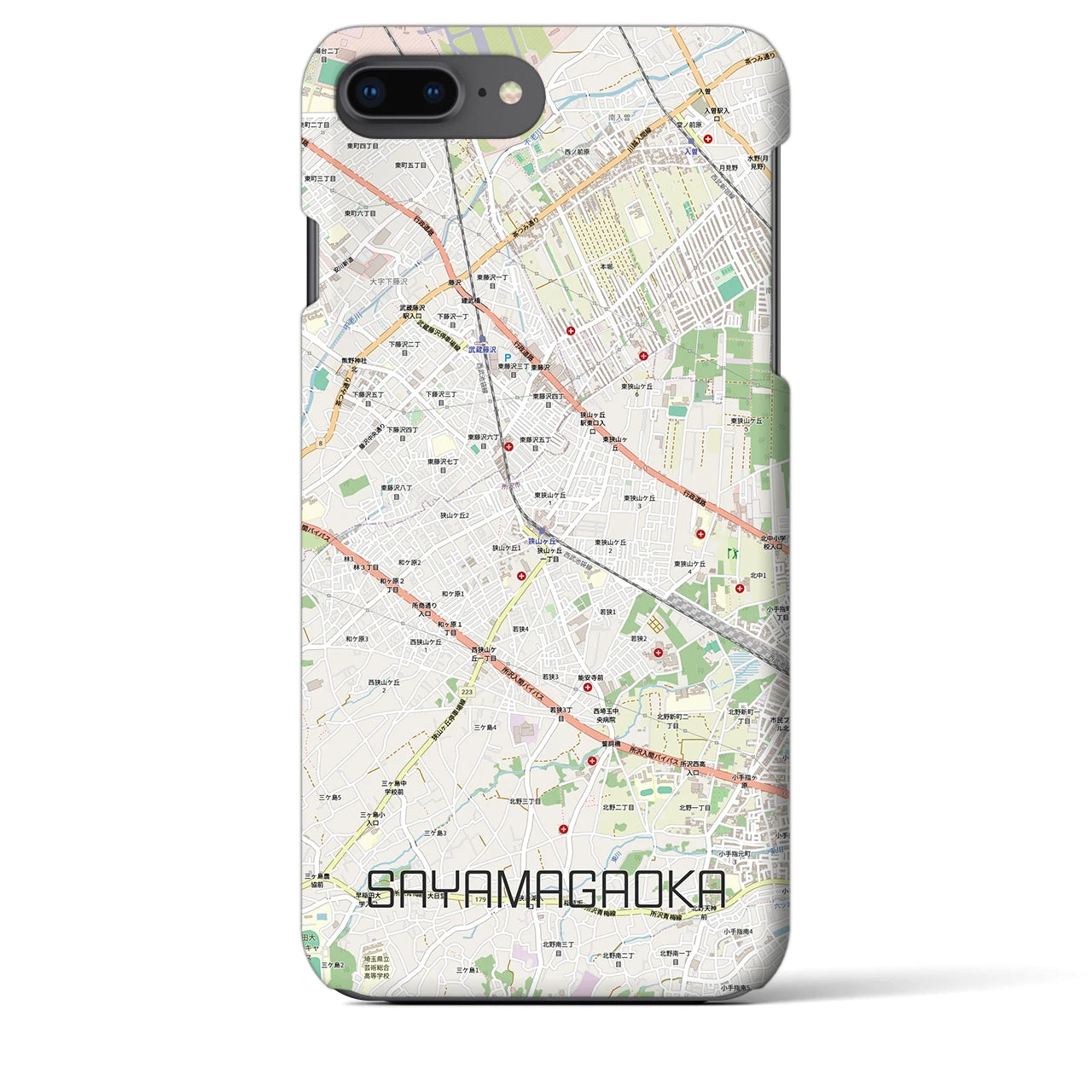 【狭山ヶ丘(埼玉県)】地図柄iPhoneケース(バックカバータイプ)