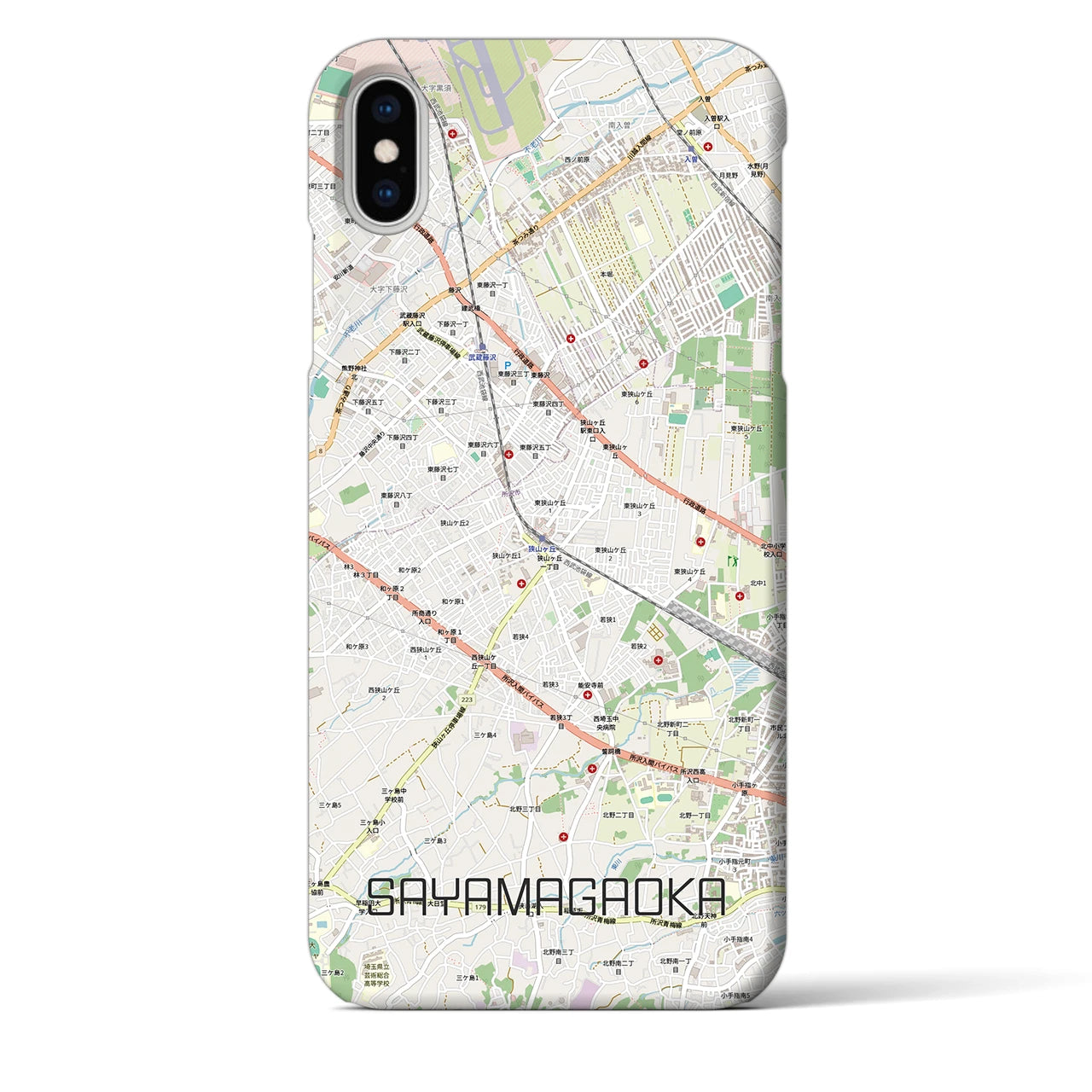 【狭山ヶ丘(埼玉県)】地図柄iPhoneケース(バックカバータイプ)