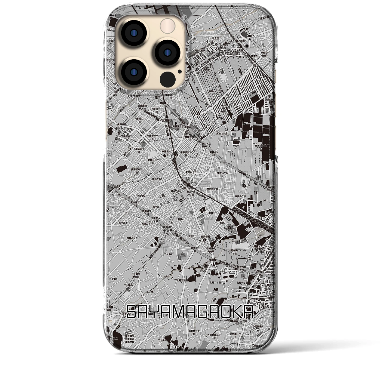 【狭山ヶ丘(埼玉県)】地図柄iPhoneケース(クリアタイプ)