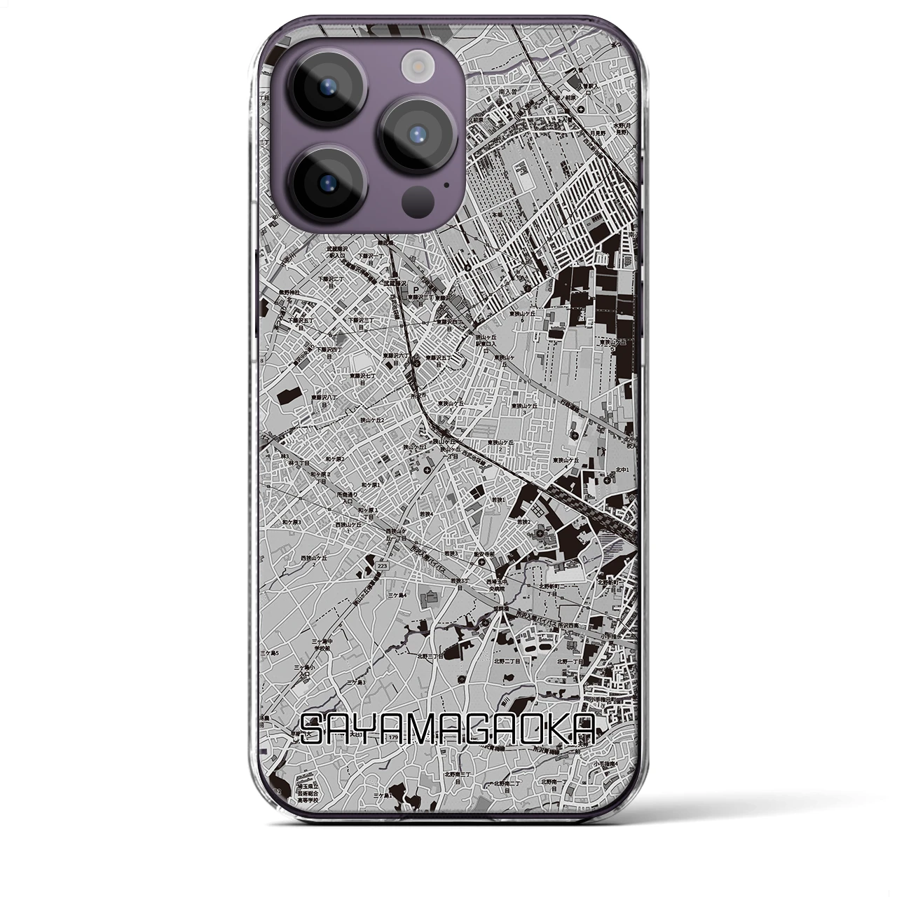 【狭山ヶ丘(埼玉県)】地図柄iPhoneケース(クリアタイプ)