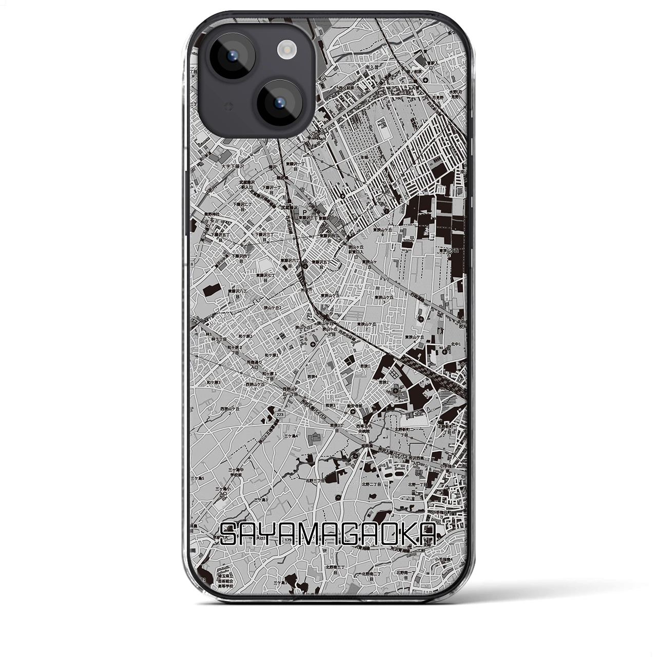 【狭山ヶ丘(埼玉県)】地図柄iPhoneケース(クリアタイプ)