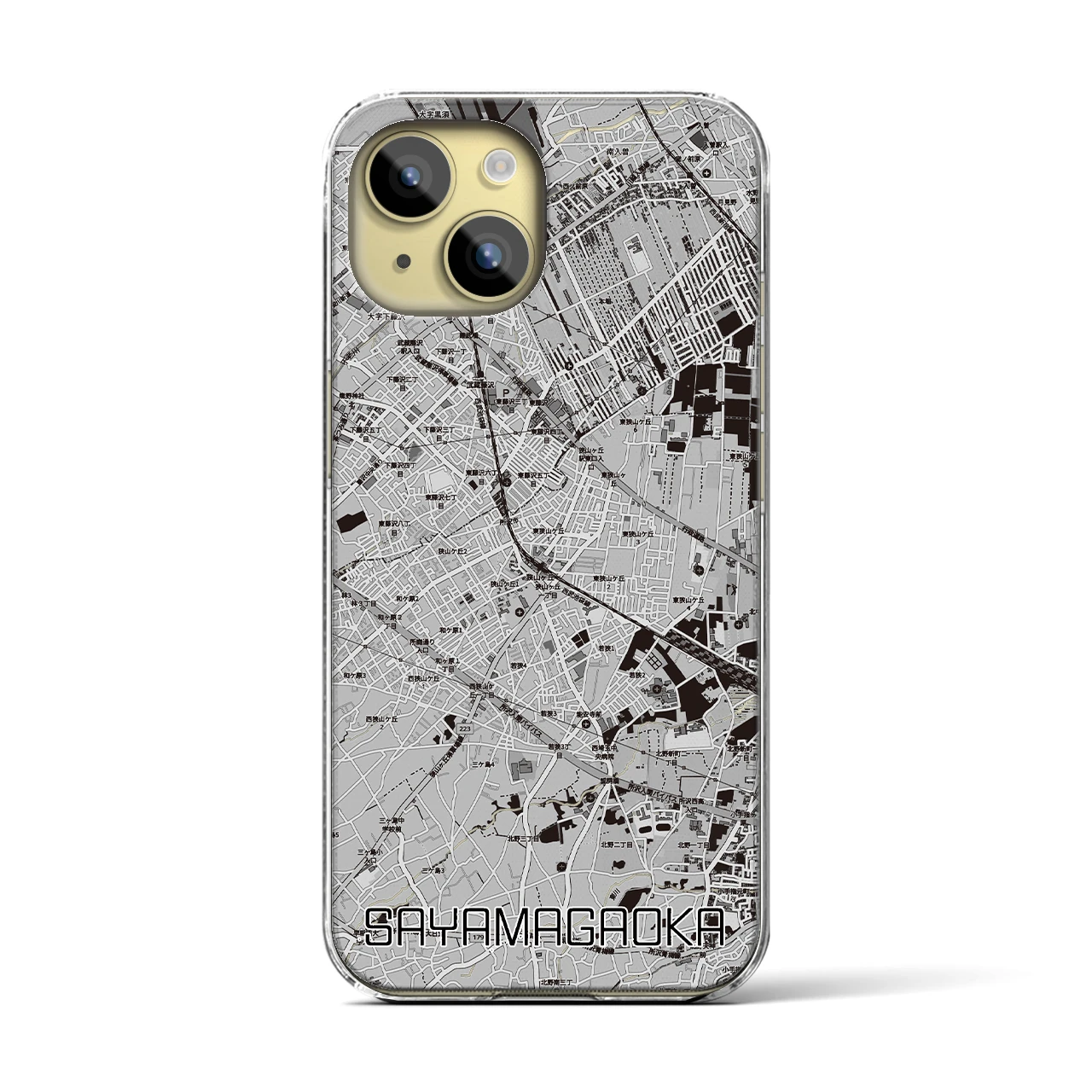 【狭山ヶ丘(埼玉県)】地図柄iPhoneケース(クリアタイプ)