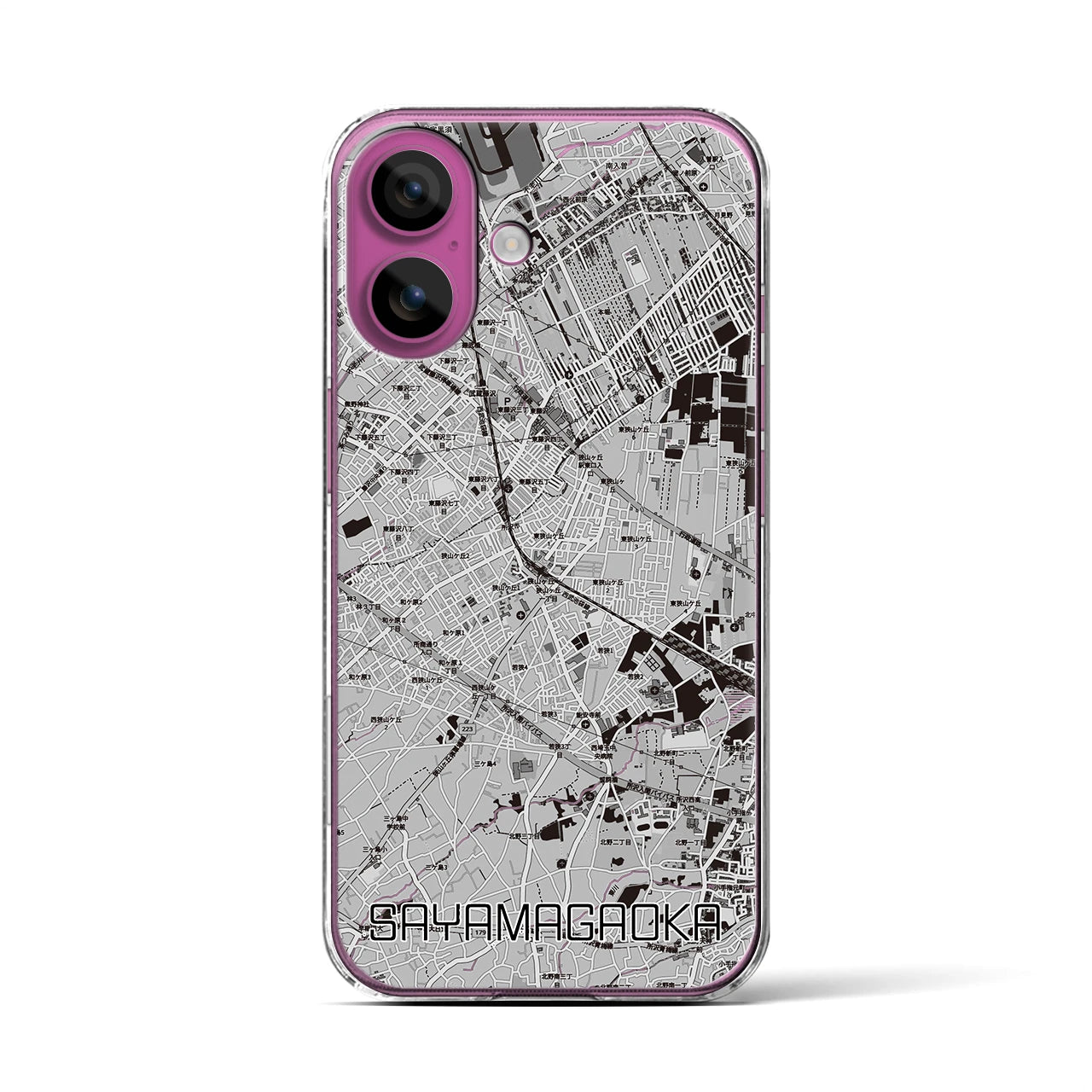 【狭山ヶ丘(埼玉県)】地図柄iPhoneケース(クリアタイプ)