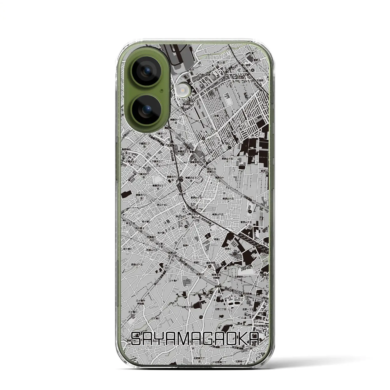 【狭山ヶ丘(埼玉県)】地図柄iPhoneケース(クリアタイプ)モノトーン・iPhone 17 Pro Max 用