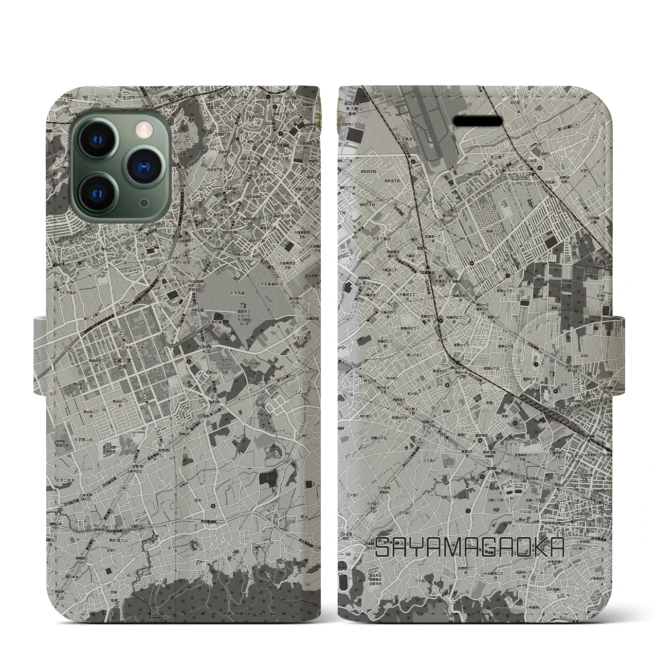 【狭山ヶ丘(埼玉県)】地図柄iPhoneケース(手帳タイプ)