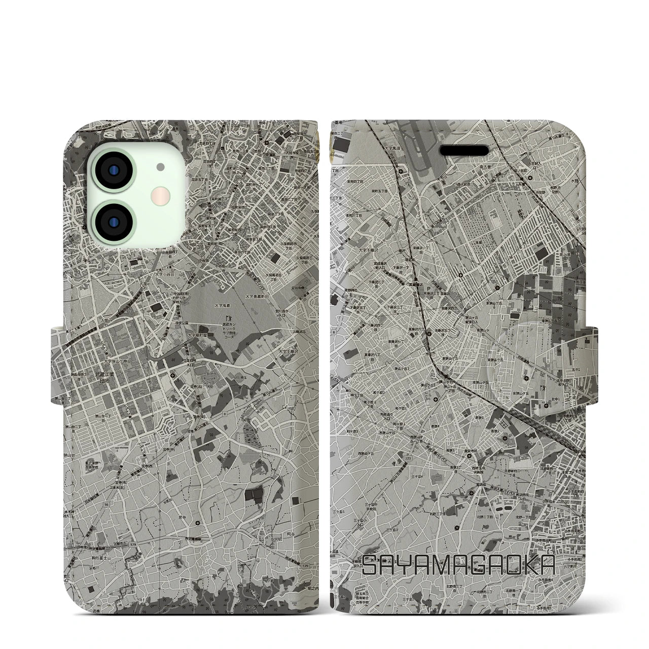 【狭山ヶ丘(埼玉県)】地図柄iPhoneケース(手帳タイプ)