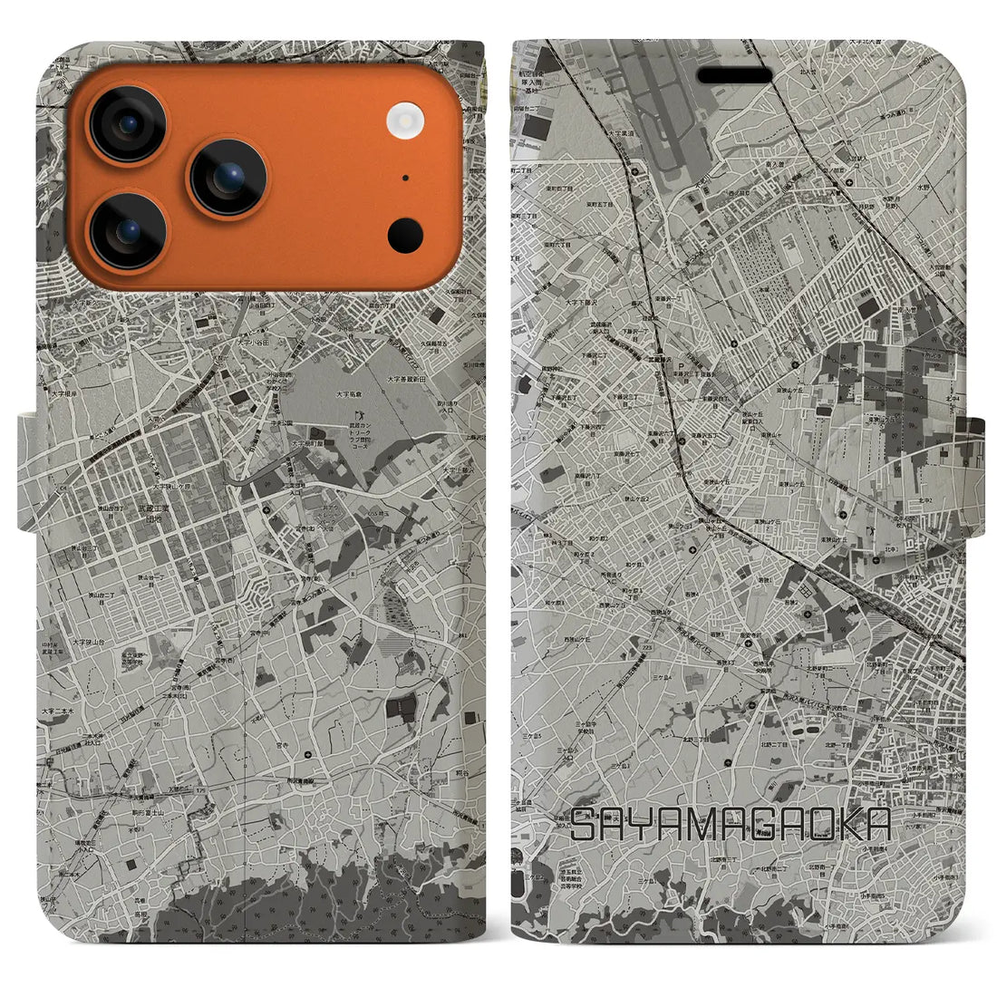 【狭山ヶ丘(埼玉県)】地図柄iPhoneケース(手帳タイプ)