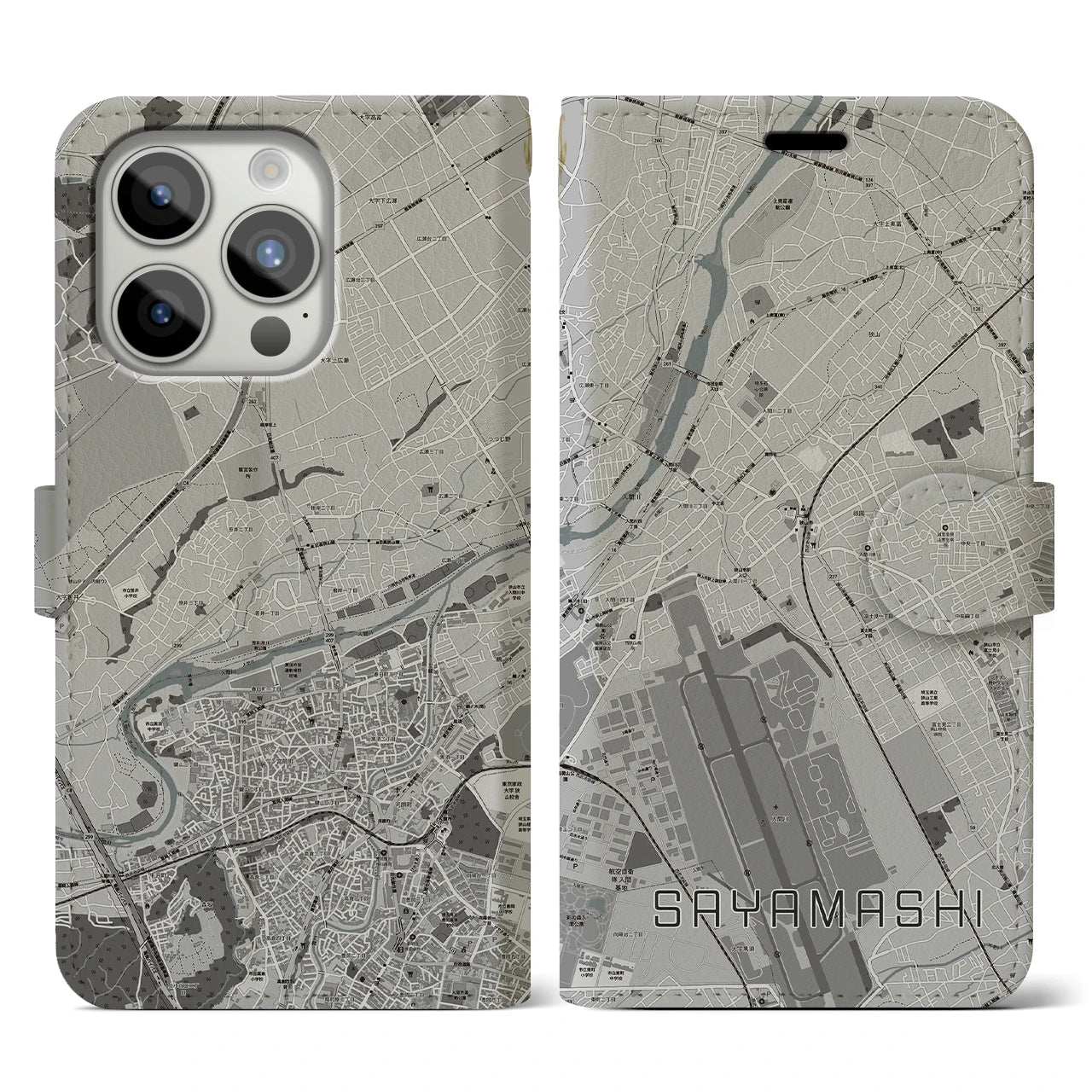 【狭山市(埼玉県)】地図柄iPhoneケース(手帳タイプ)