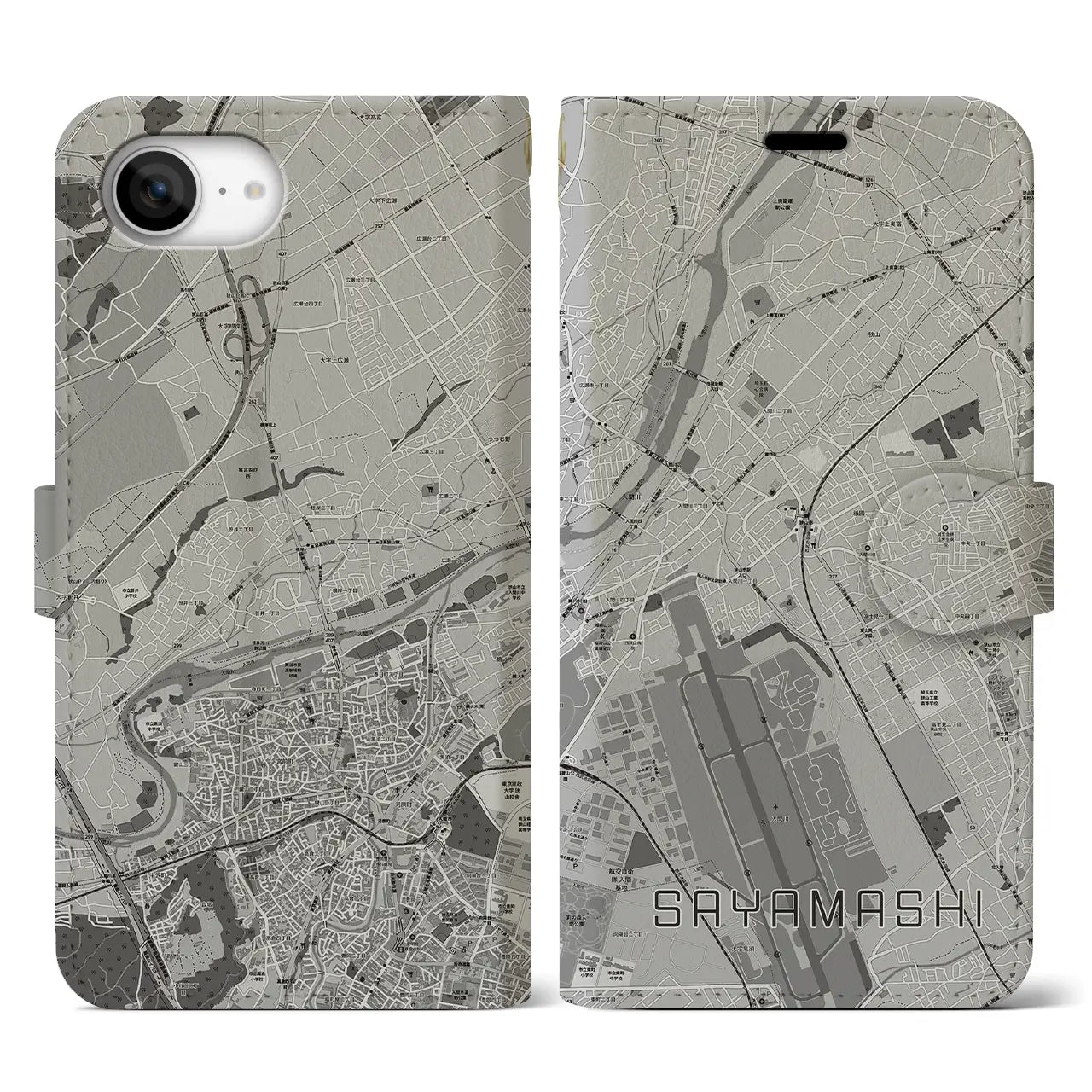 【狭山市(埼玉県)】地図柄iPhoneケース(手帳タイプ)