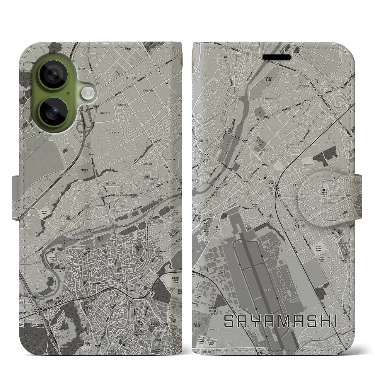 【狭山市(埼玉県)】地図柄iPhoneケース(手帳タイプ)