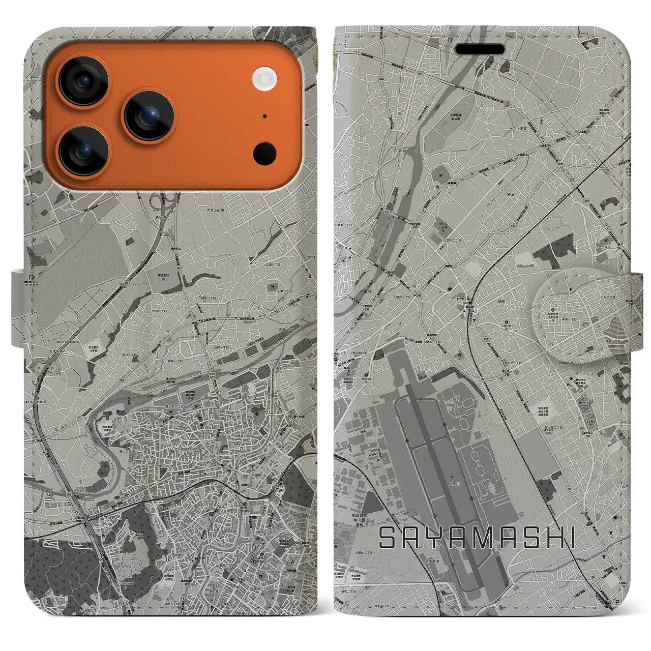 【狭山市(埼玉県)】地図柄iPhoneケース(手帳タイプ)