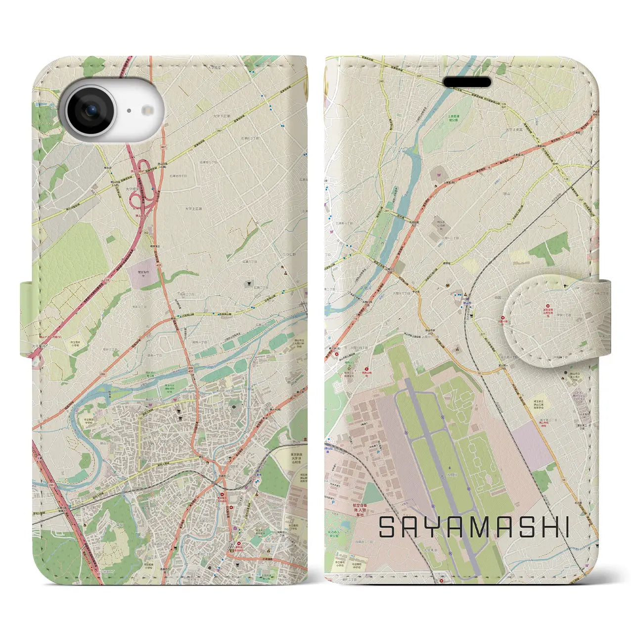 【狭山市(埼玉県)】地図柄iPhoneケース(手帳タイプ)