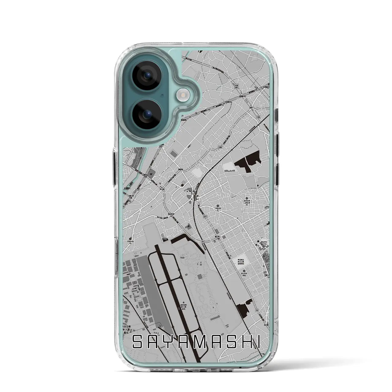 【狭山市(埼玉県)】地図柄iPhoneケース(MagSafeタイプ)モノトーン・iPhone 16 Pro 用