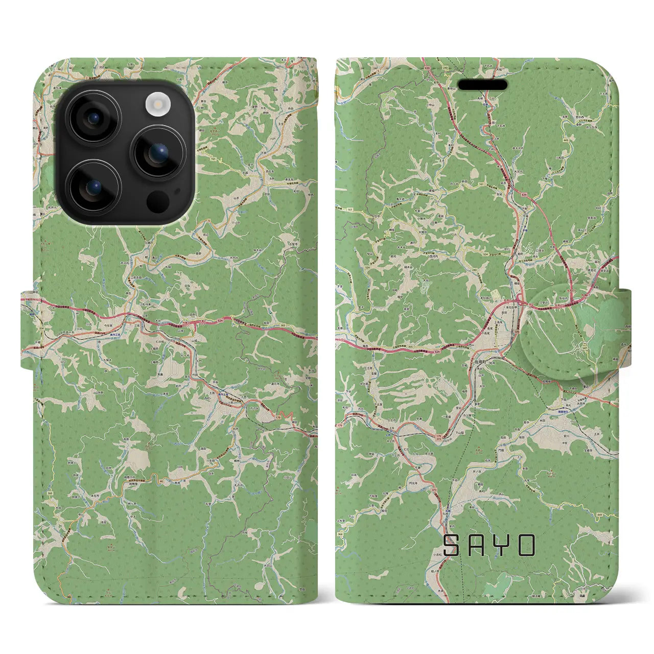 【佐用(兵庫県)】地図柄iPhoneケース(手帳タイプ)ナチュラル・iPhone 16 用