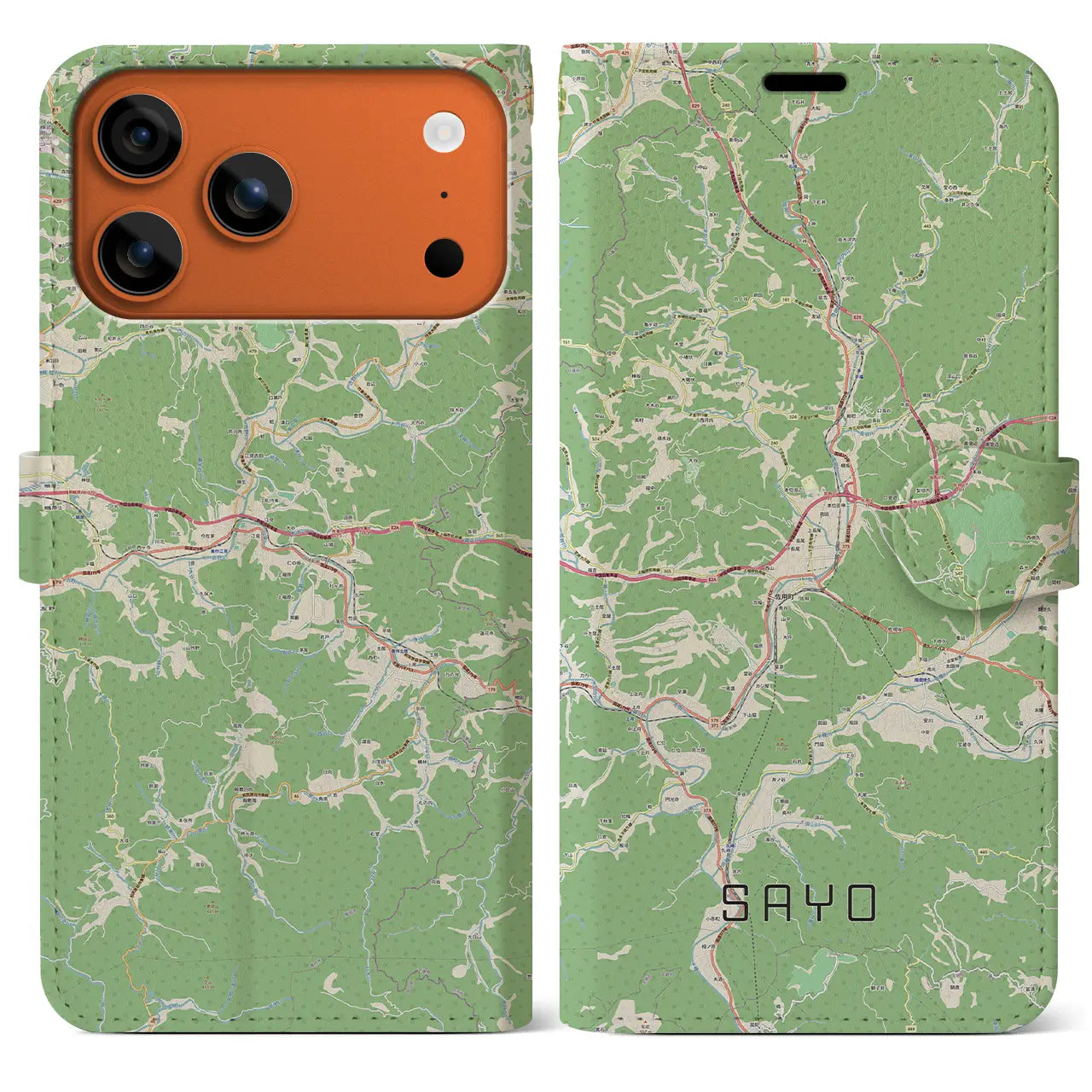 【佐用(兵庫県)】地図柄iPhoneケース(手帳タイプ)ナチュラル・iPhone 17 Pro Max 用