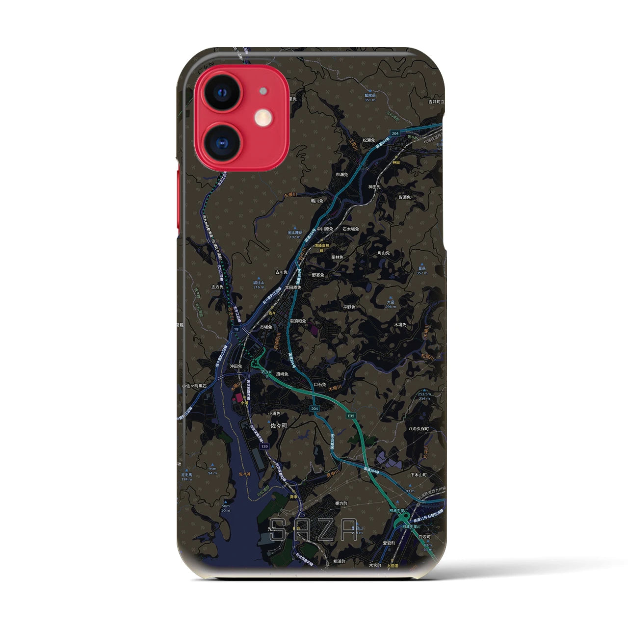 【佐々(長崎県)】地図柄iPhoneケース(バックカバータイプ)
