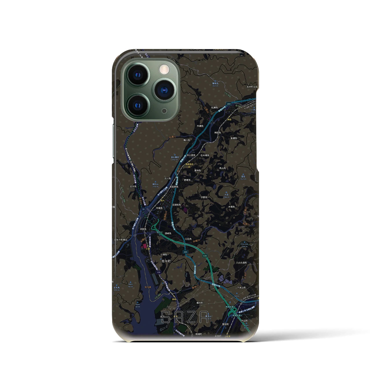 【佐々(長崎県)】地図柄iPhoneケース(バックカバータイプ)