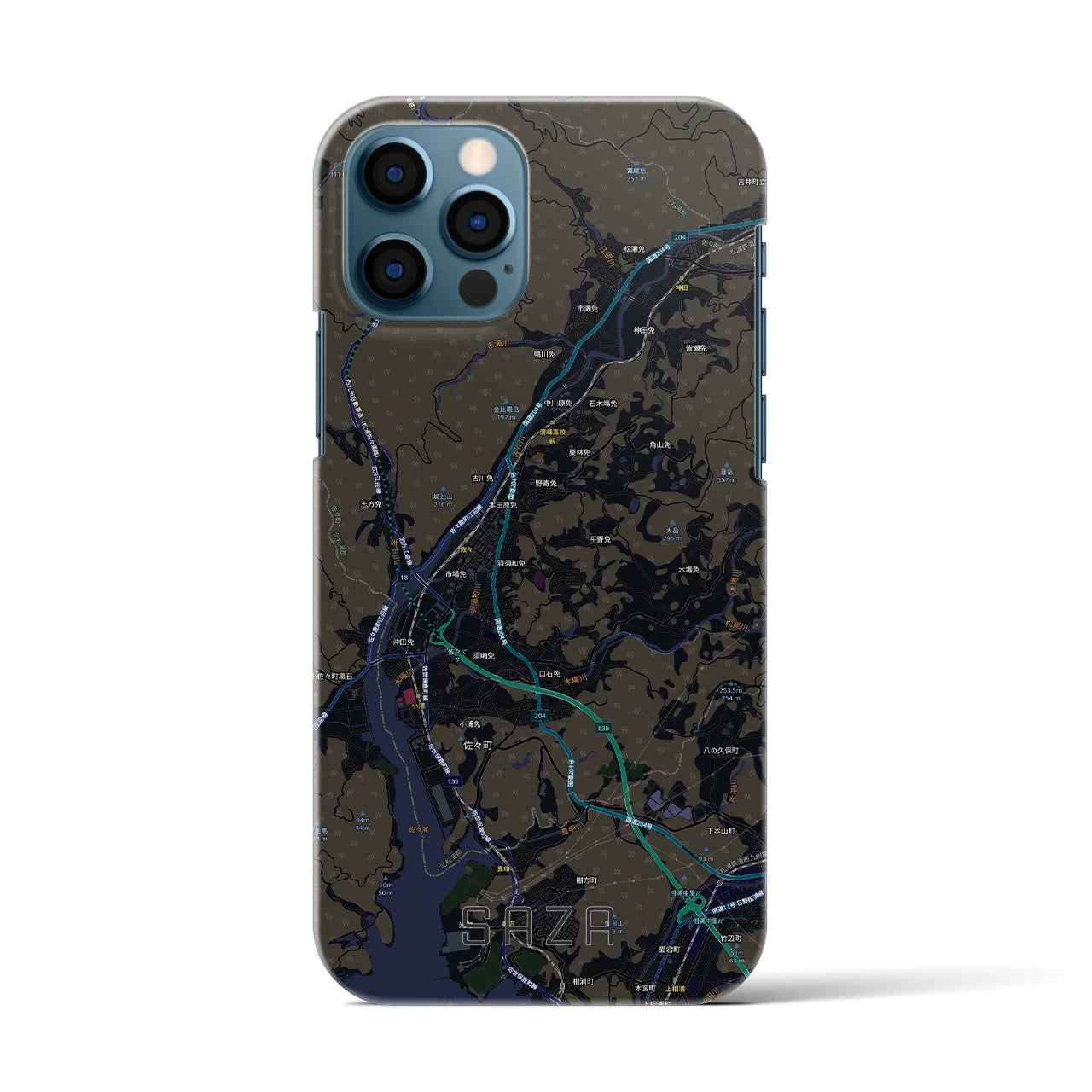 【佐々(長崎県)】地図柄iPhoneケース(バックカバータイプ)