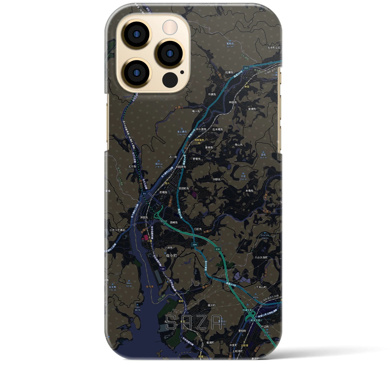 【佐々(長崎県)】地図柄iPhoneケース(バックカバータイプ)