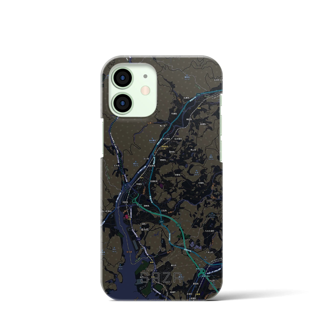 【佐々(長崎県)】地図柄iPhoneケース(バックカバータイプ)