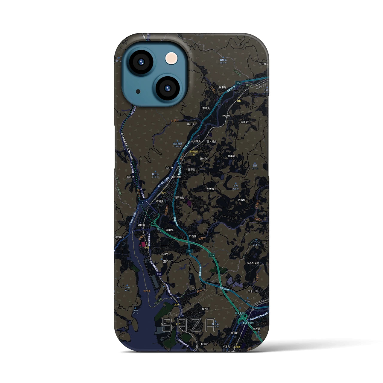【佐々(長崎県)】地図柄iPhoneケース(バックカバータイプ)