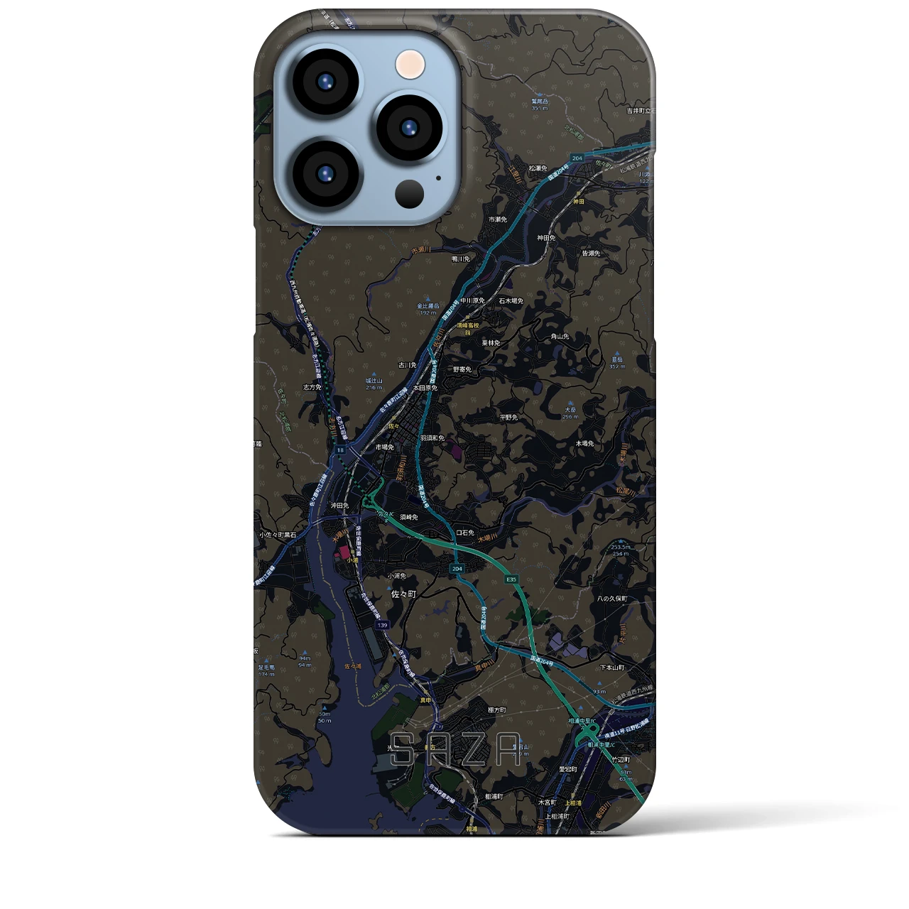 【佐々(長崎県)】地図柄iPhoneケース(バックカバータイプ)