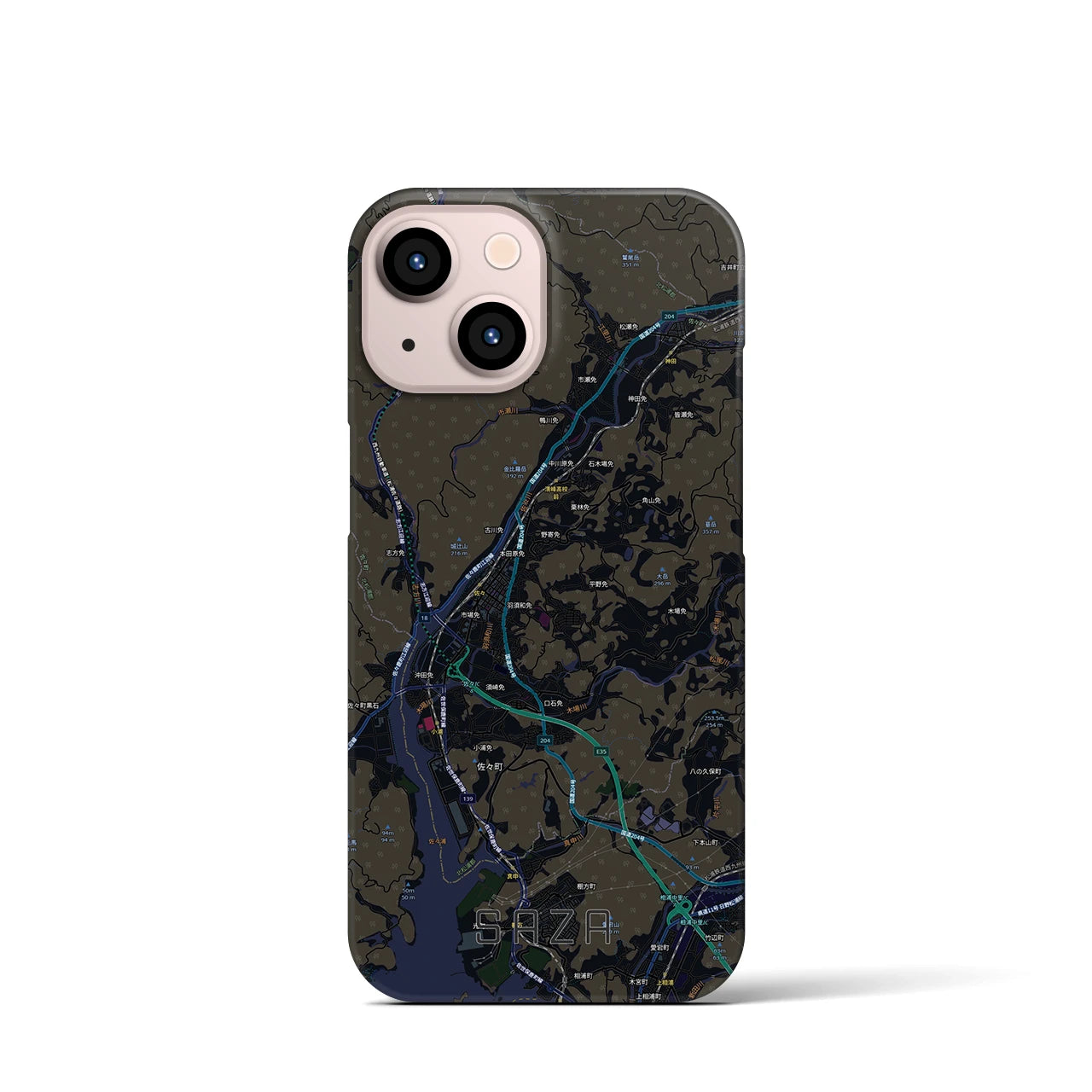 【佐々(長崎県)】地図柄iPhoneケース(バックカバータイプ)