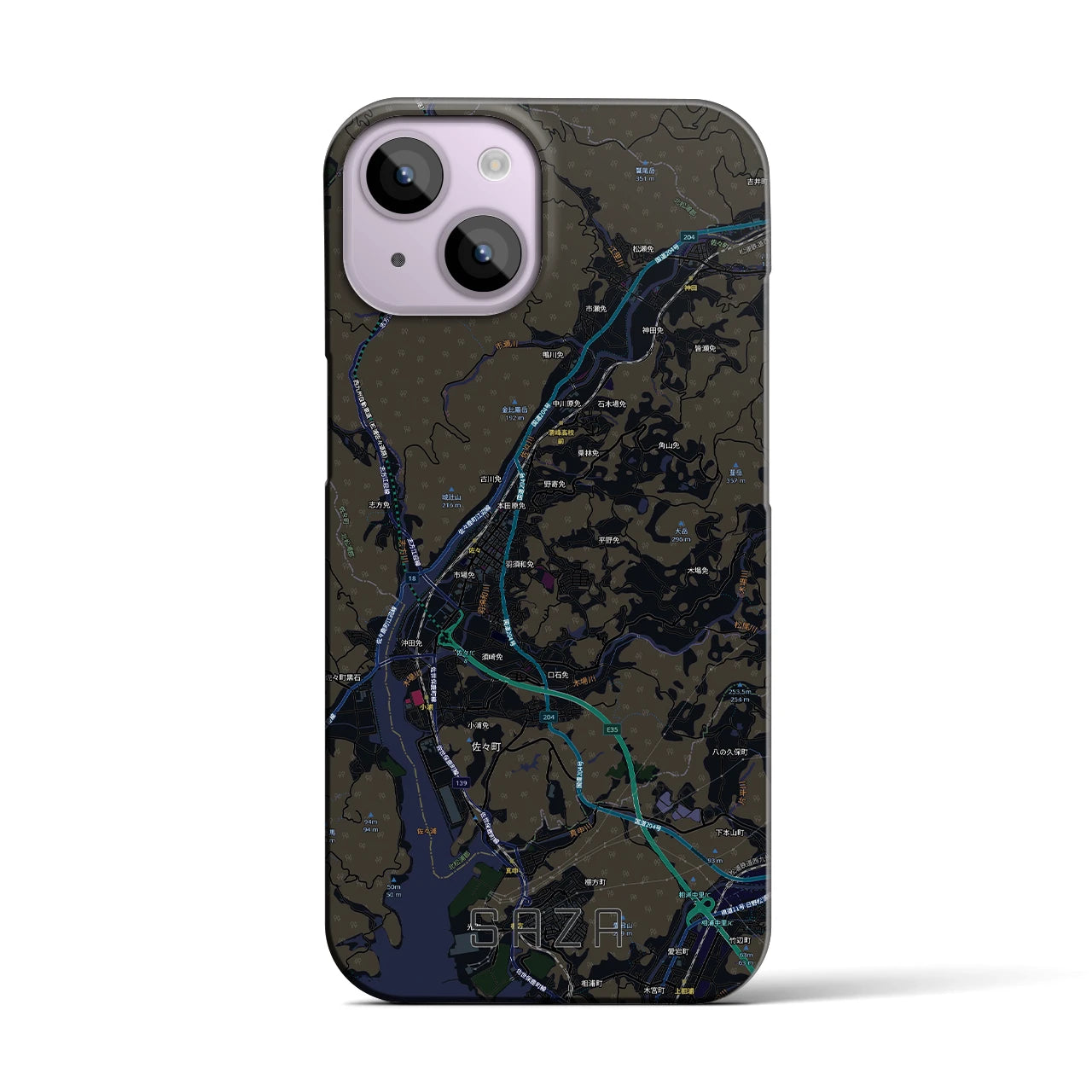 【佐々(長崎県)】地図柄iPhoneケース(バックカバータイプ)