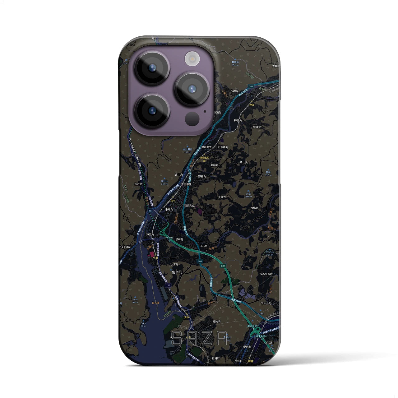 【佐々(長崎県)】地図柄iPhoneケース(バックカバータイプ)