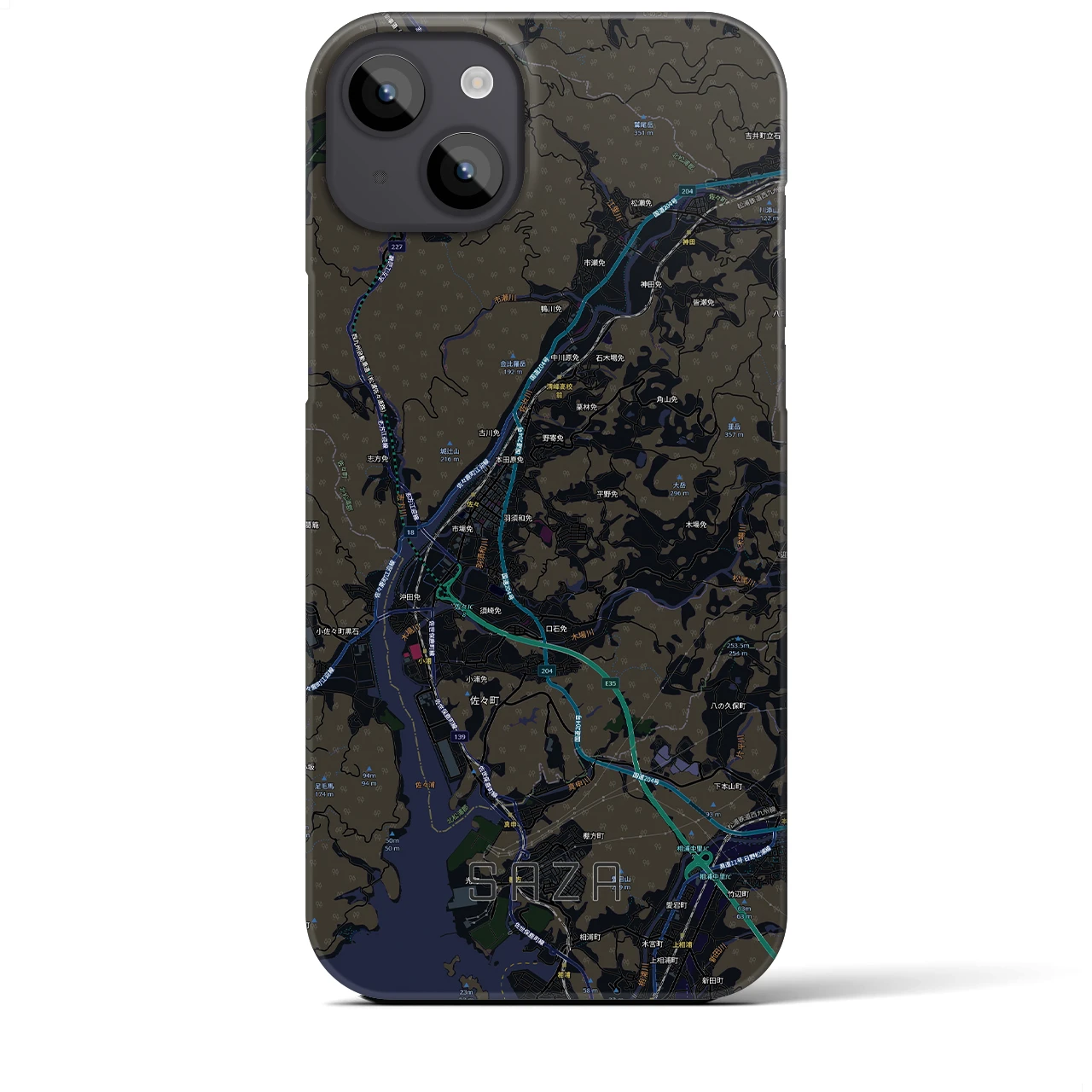 【佐々(長崎県)】地図柄iPhoneケース(バックカバータイプ)