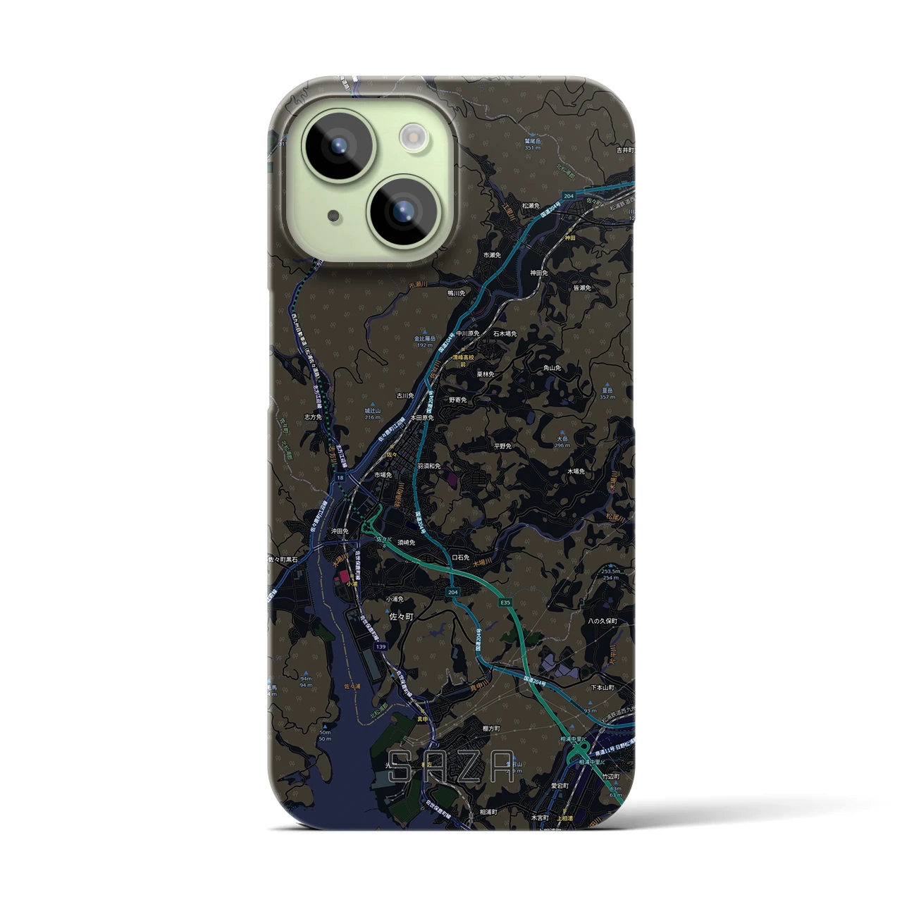 【佐々(長崎県)】地図柄iPhoneケース(バックカバータイプ)