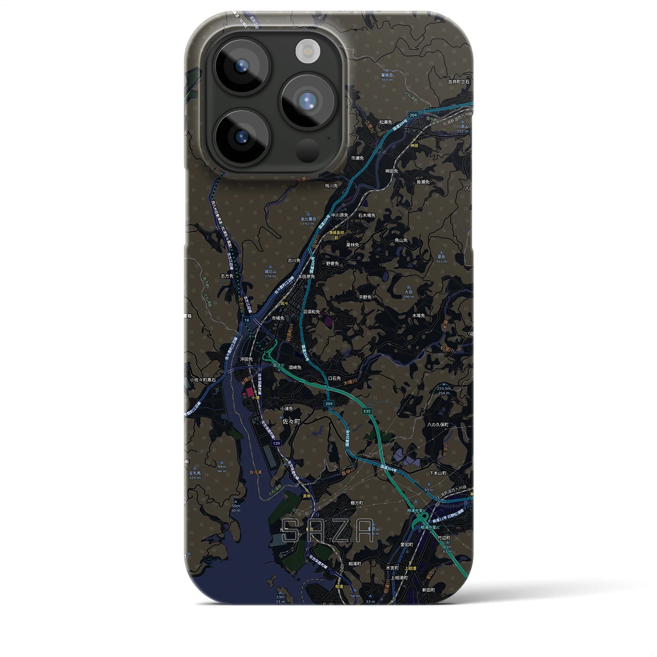 【佐々(長崎県)】地図柄iPhoneケース(バックカバータイプ)