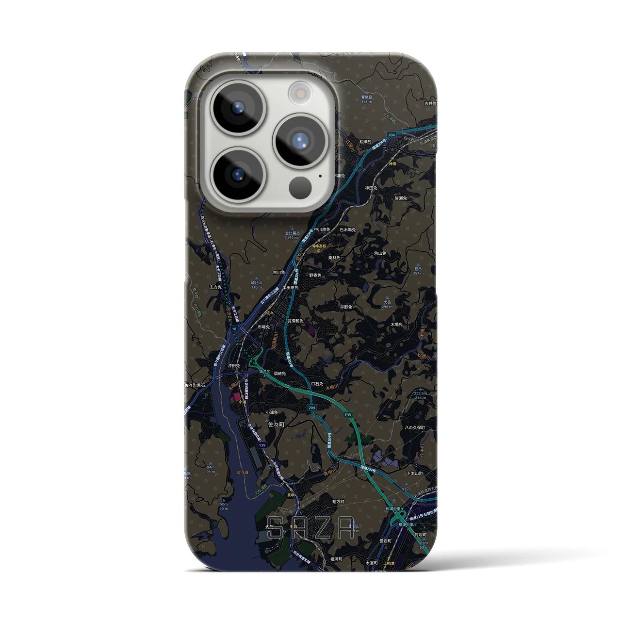 【佐々(長崎県)】地図柄iPhoneケース(バックカバータイプ)