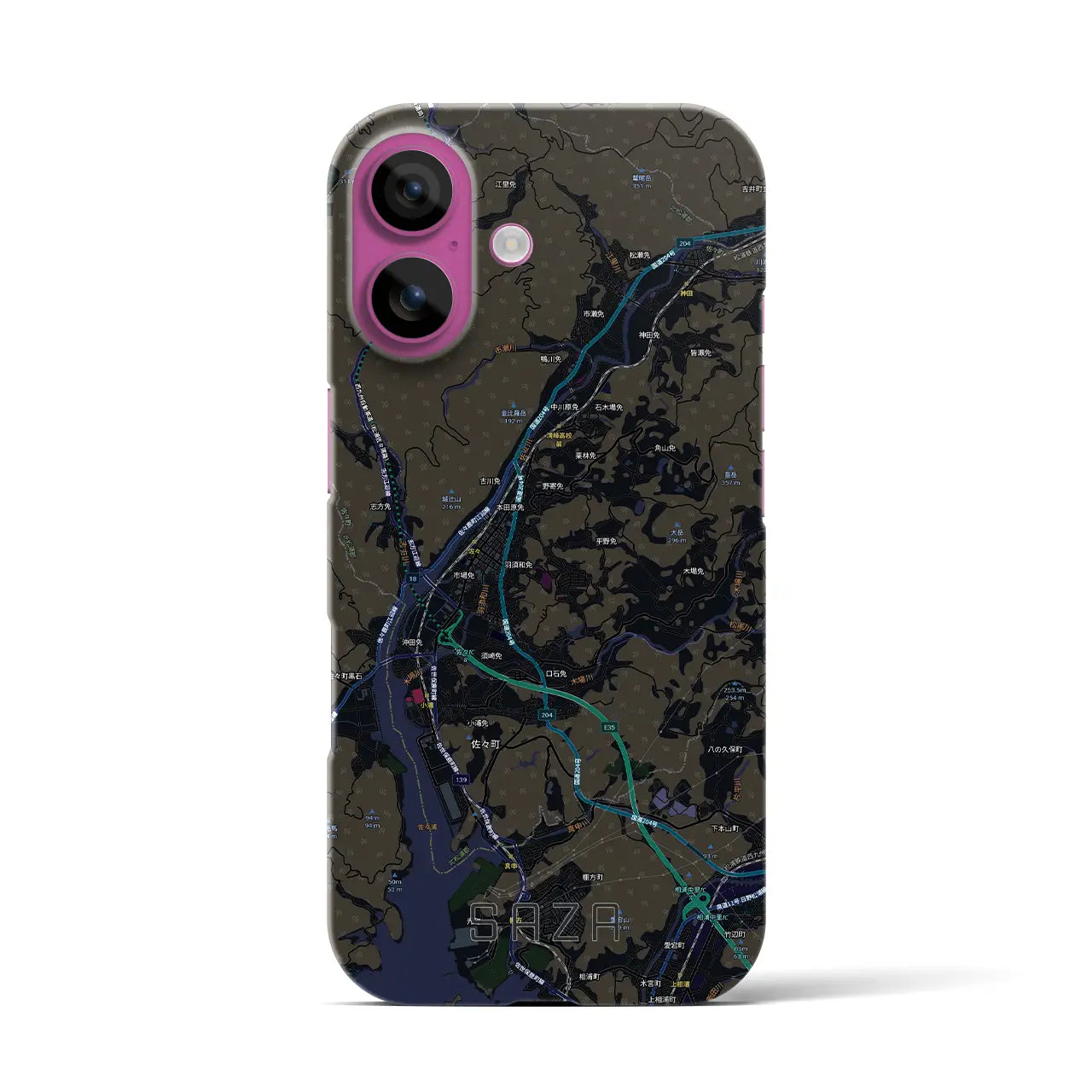 【佐々(長崎県)】地図柄iPhoneケース(バックカバータイプ)