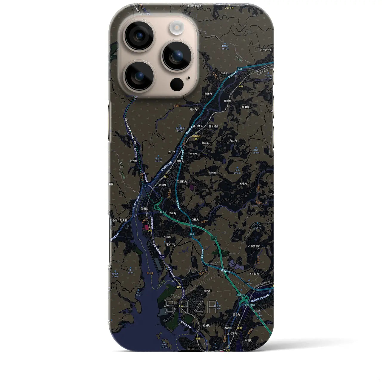 【佐々(長崎県)】地図柄iPhoneケース(バックカバータイプ)
