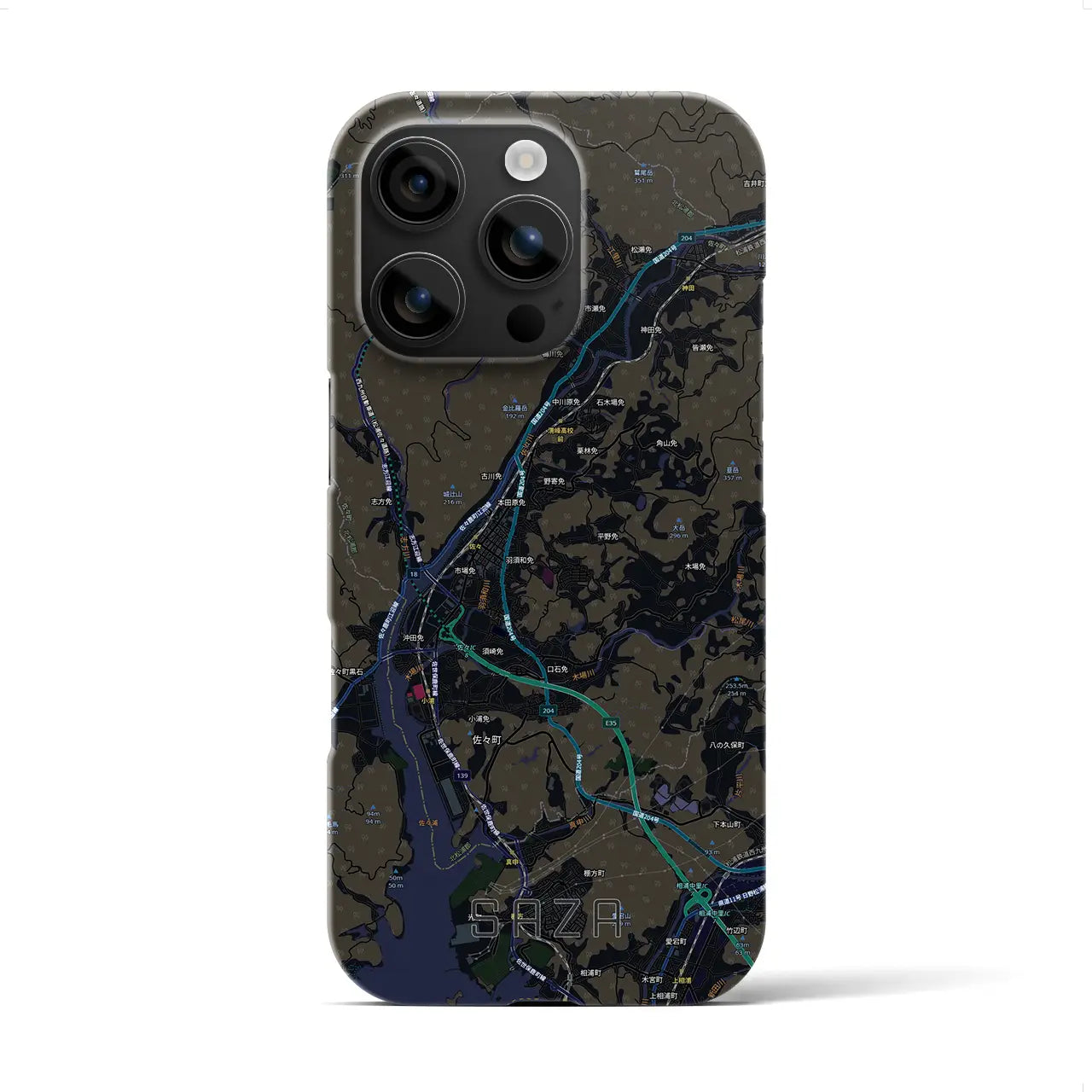 【佐々(長崎県)】地図柄iPhoneケース(バックカバータイプ)