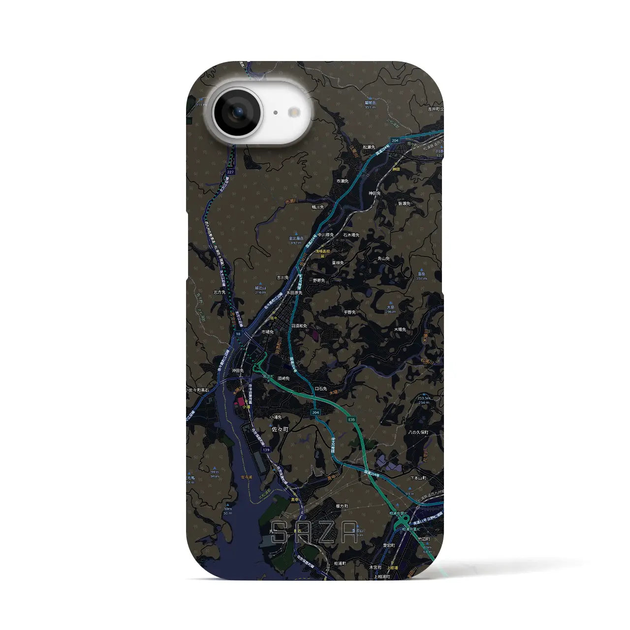 【佐々(長崎県)】地図柄iPhoneケース(バックカバータイプ)