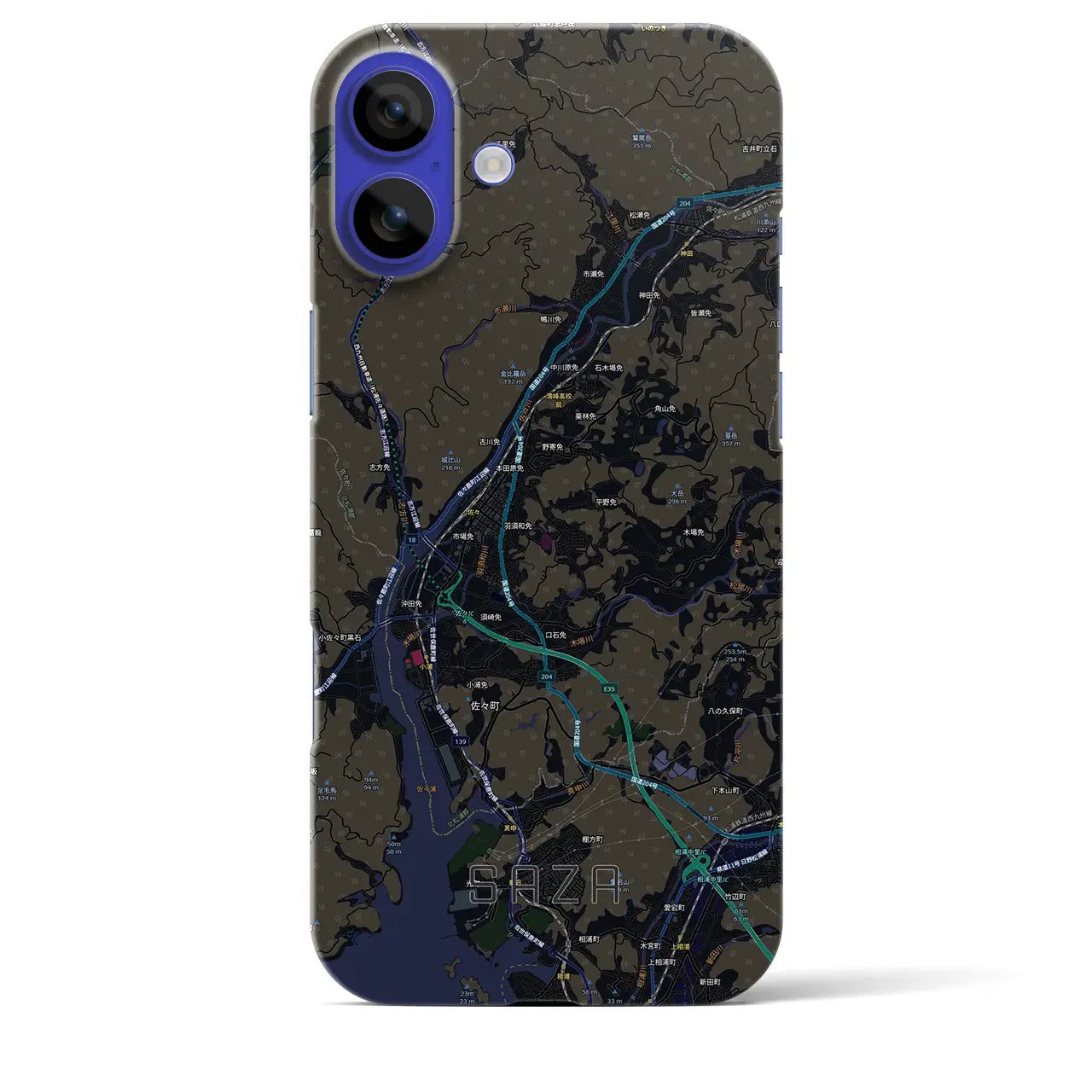 【佐々(長崎県)】地図柄iPhoneケース(バックカバータイプ)