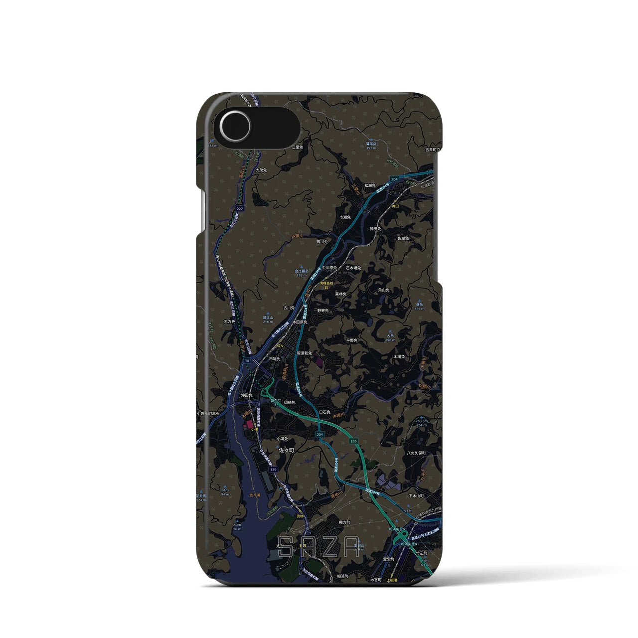 【佐々(長崎県)】地図柄iPhoneケース(バックカバータイプ)