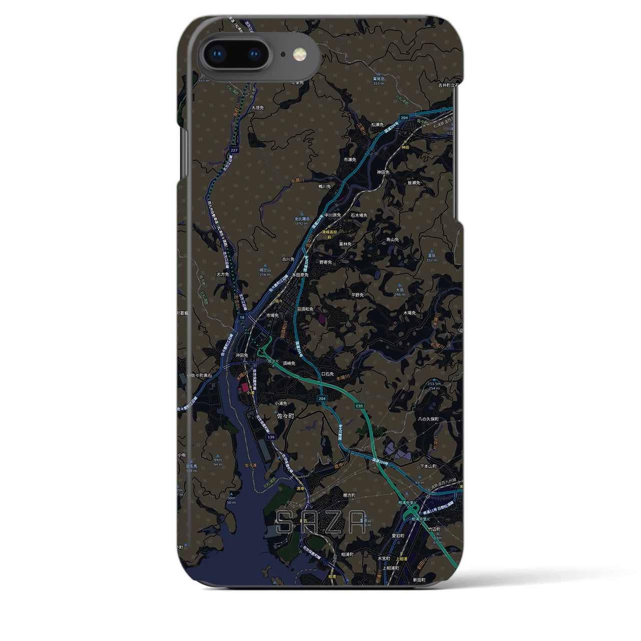 【佐々(長崎県)】地図柄iPhoneケース(バックカバータイプ)