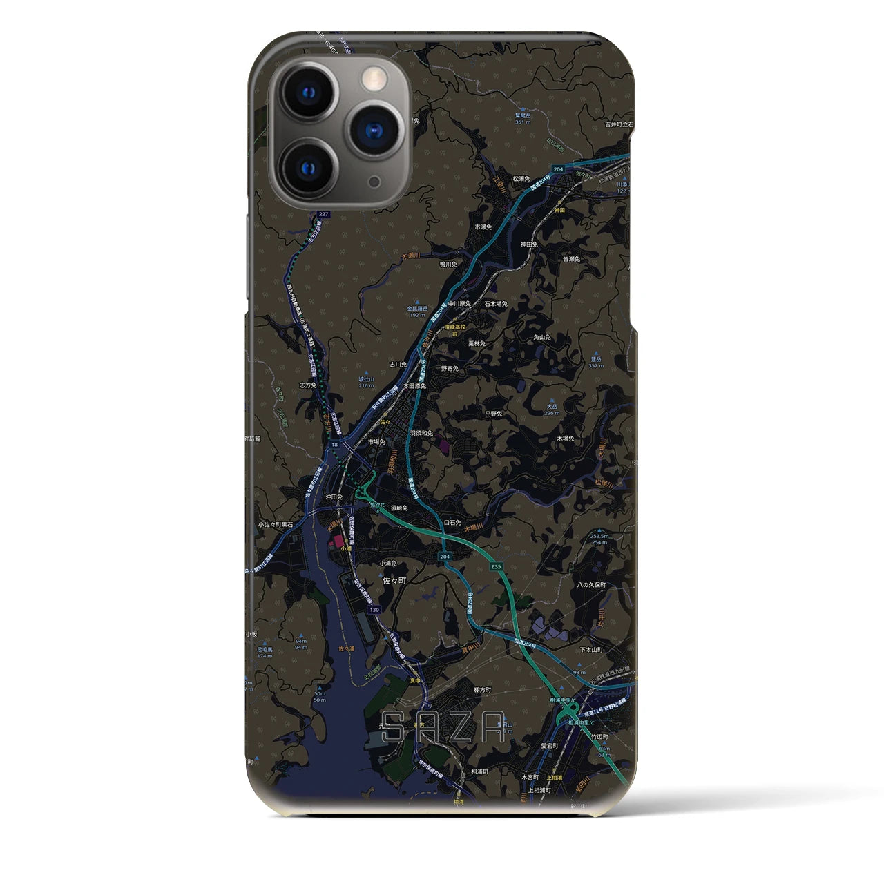 【佐々(長崎県)】地図柄iPhoneケース(バックカバータイプ)