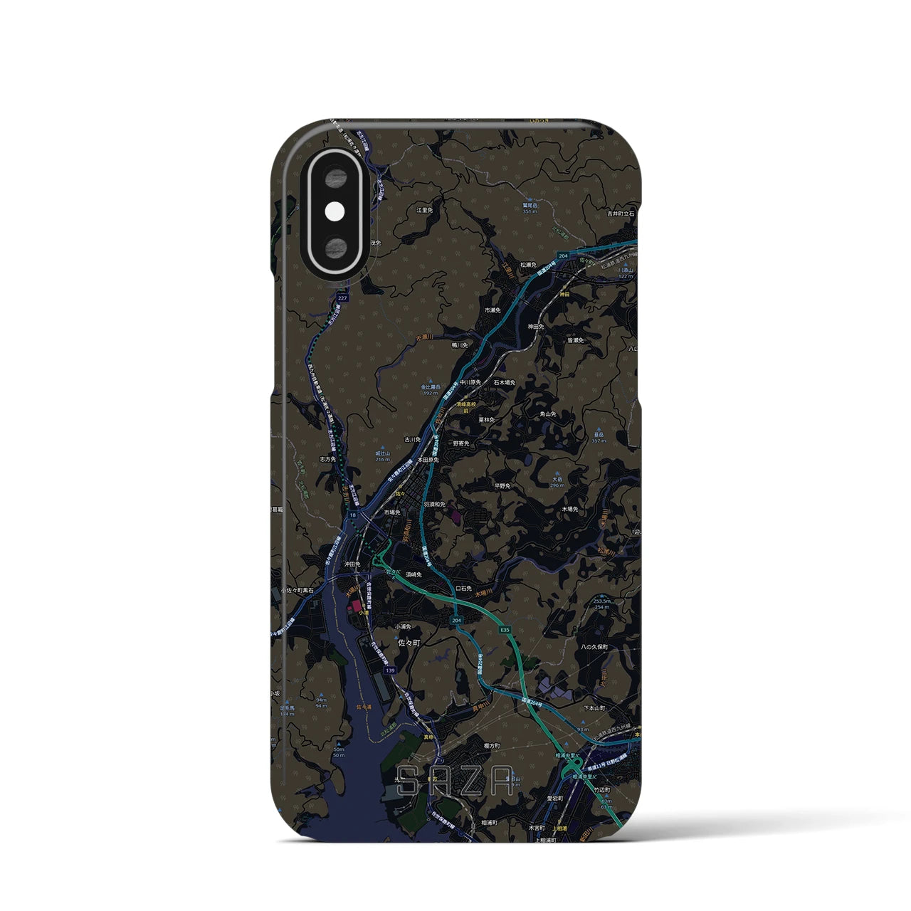 【佐々(長崎県)】地図柄iPhoneケース(バックカバータイプ)
